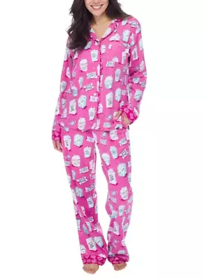 Munki Munki Ladies Flannel Pajamas Popcorn Theme Print 2-Piece Set UNKNOWN • $51.99