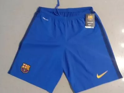 New Mens FC Barcelona Soccer Shorts Size Medium Sewn Team Logo And Swoosh • $20