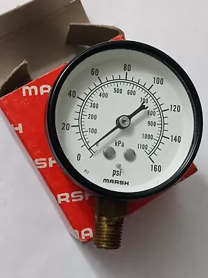 Marsh Air? Pressure Gauge Part# J4652. 0-160 P.S.I.  Vintage New In Box • $6.99