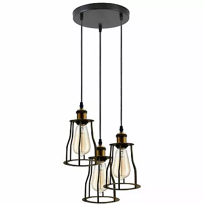 Pendant Light Cage Lampshade Vintage Industrial Chandelier Retro Hanging Ceiling • £43.90