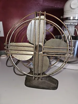Vintage 9  Wide Desktop Metal Oscillator Fan   Art Deco -Runs Fine Frayed Cord • $29.99