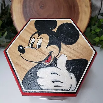 Vintage Mickey Mouse Octagon Box Hand Painted Signed • $25