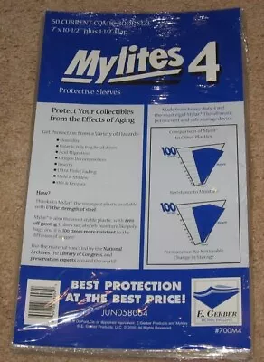 Pack Of 50 Mylites 4 Mil Mylar Current / Modern Comic Book Bags 7x10.5 Sleeves • $29.59