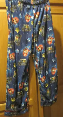 Super Mario Galaxy Pajama Bottoms Pants~Sleepwear~Boys Size 10/12~Blue~LBDD0 • $9.99