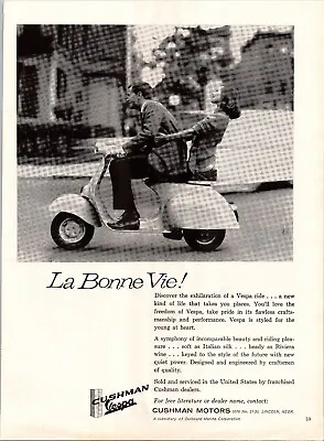 1961 Cushman Vespa Scooter Photo  For The Young At Heart  Vintage Promo Print Ad • $6.99
