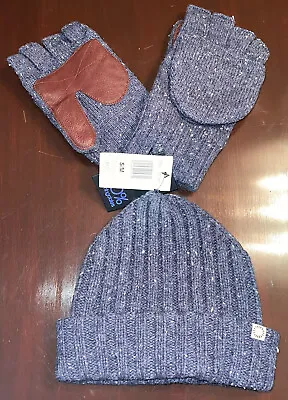 Nwt Ugg Australia Knit Hat & Fingerless Glove Set Heather Blue Men's S/m • $65