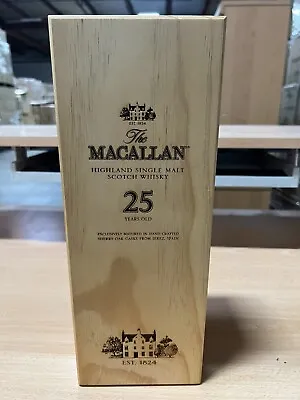 Macallan Single Malt Whiskey 25 Years Wooden Box ONLY  • $60