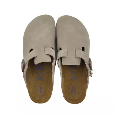 Birkenstock Boston Shoes Sandals Taupe Leather Clogs Soft Footbed Narrow 37-40 • $109.50