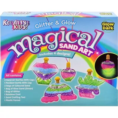 Glitter & Glow In The Dark Magical Sand Art Girls Toy Set Craft Kit • £7.19