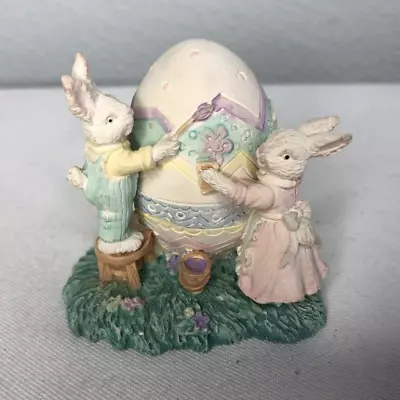 Vintage 1993 Mervyn's Spring Easter Boy Girl Bunny Rabbits Decorating Easter Egg • $6.99