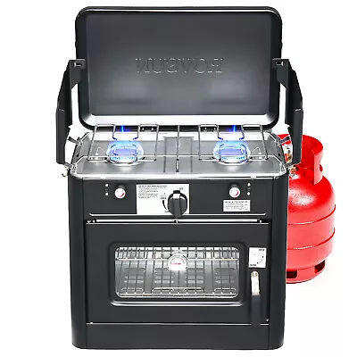 2-in-1 Portable 2 Burner Camping Stove & Propane Oven W/ Igniter & & Regulator • $199.99