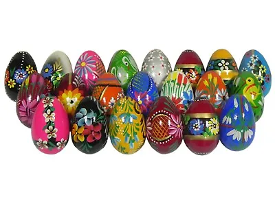 Hand-painted Wooden Easter Eggs Egg Decorations Gift Set No Plastic Chocolate • £4.99