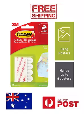 1 Packet Of 3M Command Poster Strips Hanging & Mounting 12 Strips In Stock 17024 • $6.95