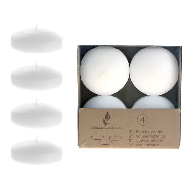 Mega Candles - Unscented 3  Floating Disc Candles - White Set Of 12 • $21.97