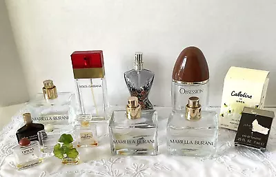 Perfume Bottles Glass Empty Lot Of 11 Chanel Mariella Burani Dolce & Gabbana Etc • $29.02