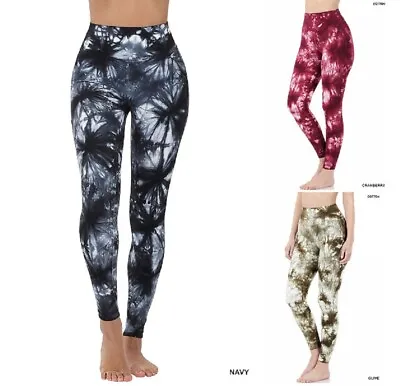 TIE DYE WIDE WAISTBAND COTTON LEGGINGS Yoga Pants Hiking Activewear Valentine • $12.95