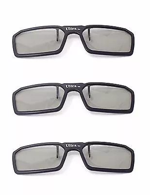 New 3 Pairs Of Clip On 3D Glasses Black Polorised For LG Tv Cinema RealD • £12.99