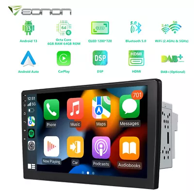 10.1  QLED Touch Screen 2DIN Android 13 8-Core Car Play Stereo GPS Head Unit DSP • $283.60