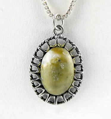 Vintage Sterling Silver Irish Connemara Marble Hallmarked Pendant Necklace 925 • $38