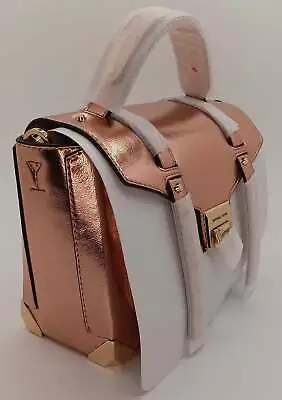 Michael Kors Manhattan Medium Leather Satchel Metallic Silver And Primrose • $119