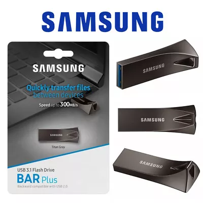 USB 3.1 Flash Drive 32G 64G 128G 256G Samsung Bar Plus USB Memory Gray 200/300Mb • $29.95