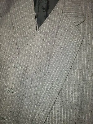 VINTAGE Blazer Mens 38R Gray Pinstripe Interview Custom Classy Dressy Vest EUC • $24.99