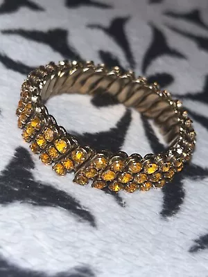 Vintage Silver Tone 3 Row Expansion Bracelet W/Crystal Rhinestones Signed Japan • $90