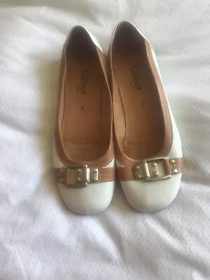 £20 • Buy Gabor White/Tan Leather Ballet Pumps,Size 6