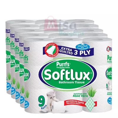 Purrfs Softlux Aloe Vera 3 Ply Toilet Rolls 150 Sheets Per Roll 45/90/135 Rolls • £13.99
