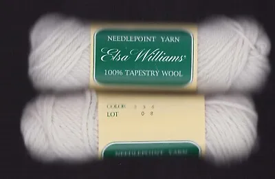 2 Vintage Elsa Williams Tapestry  100% Wool Yarn Eggshell #236 40 Yards Each • $4.95