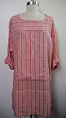 VANESSA BRUNO Red And White Striped Cotton Tunic Mini Dress Euro Sz 40 WORN ONCE • $250