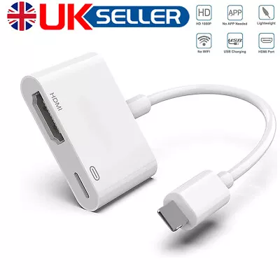 8 Pin To HDMI Digital TV AV Adapter Cable For Apple IPad IPhone 8 X 11 12 13 14 • £6.96