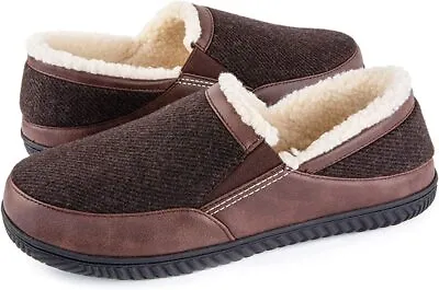 Mens Cozy Slip On Memory Foam Slippers Fleece Lining Indoor Outdoor House Shoes • $18.99