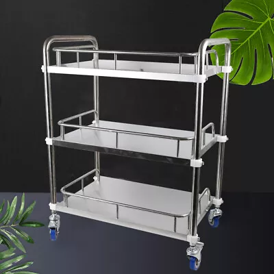 3 Tier Rolling Utility Cart Kitchen Carts On Wheels Metal Trolley Serving Cart • $54.15