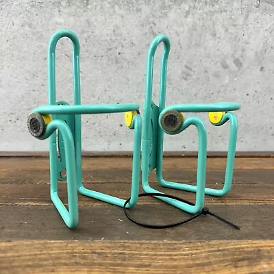 Vintage Ciussi Elite Water Bottle Cage Set Celeste  Pair Green Brass MTB  Italy • $143.99