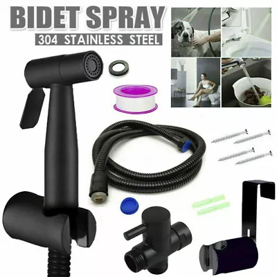 Stainless Steel Handheld Douche Bidet Toilet Spray Shower Shattaf Diverter Black • $25.99