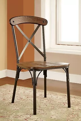 Industrial Dining Room Furniture 4pcs Side Chairs Metal Frame Natural Elm Bronze • $449.99