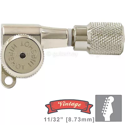 Hipshot VINTAGE 6-in-Line Stag Locking Tuners KNURLED Buttons 21/64  ID - NICKEL • $109.95