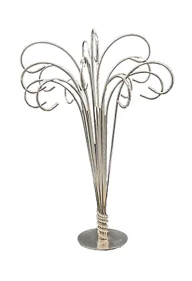 Silver Hanging Display  Holiday Ornaments Jewelry Holder Metal Tree 13.5  Tall • $28.99
