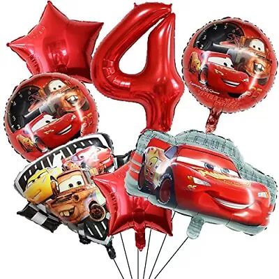 7PCS Cars Lightning Mcqueen Foil Balloons For Kids 3Rd Birthday Baby Shower Race • $11.73