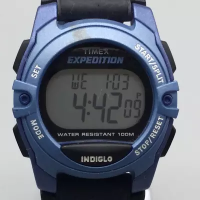 Timex Expedition Digital Watch Women 34mm Blue Black 100M Indiglo New Battery • $22.49