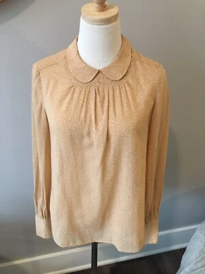 $29 • Buy Marc Jacobs Peach Calico Floral Cotton Blouse Peter Pan Collar  Womens Sz S