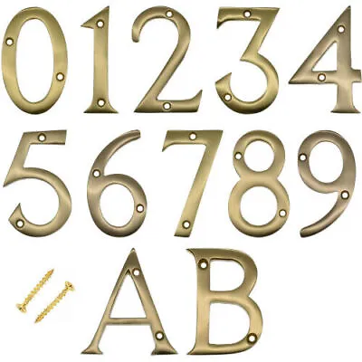 Brass Door Numbers & Letters 3  ( 75 Mm ) Polished Solid | House Flat Apartment • £3.25