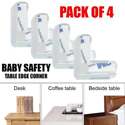 £2.70 • Buy 4x Rubber Furniture Corner Edge Table Cushion Guard Protector Baby Safety Clear