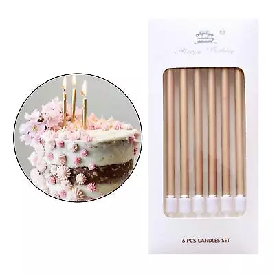 6 Pack Birthday Candles In Holders Tall Cake Toppers Long • £5.39