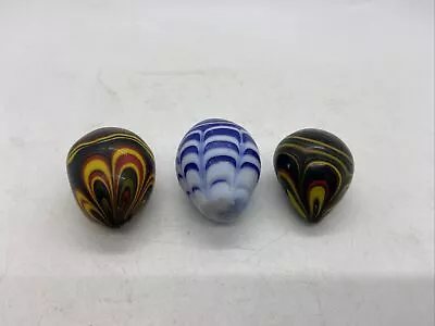 Lot Of 3 Vintage Handblown Murano Art Glass Eggs Teardrop Marbles • $11.99