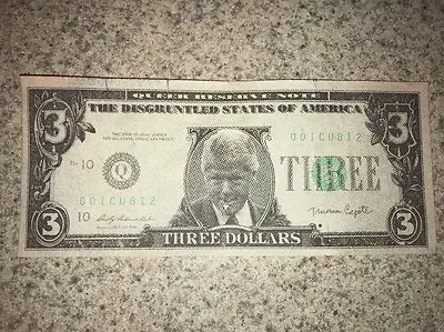 1993 Slick Reserve Note $3 Dollar President Bill Clinton Novelty Money • $4.99