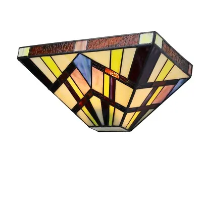 Stained Glass Wall Sconce Tiffany Style Mission Design Light Lamp • $84