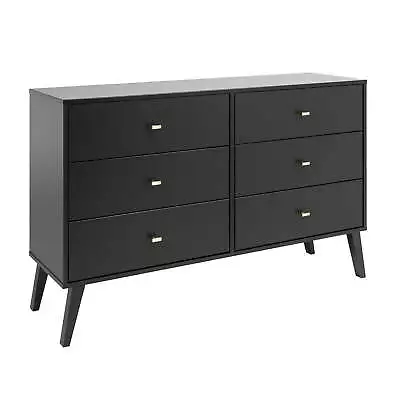  Milo Mid Century Modern 6-drawer Dresser Black • $165.62