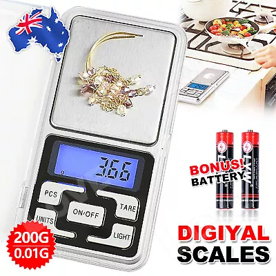 Pocket Scales Mini Digital Kitchen Jewellery Electronic Herbs - 0.01g To 200g • $6.95